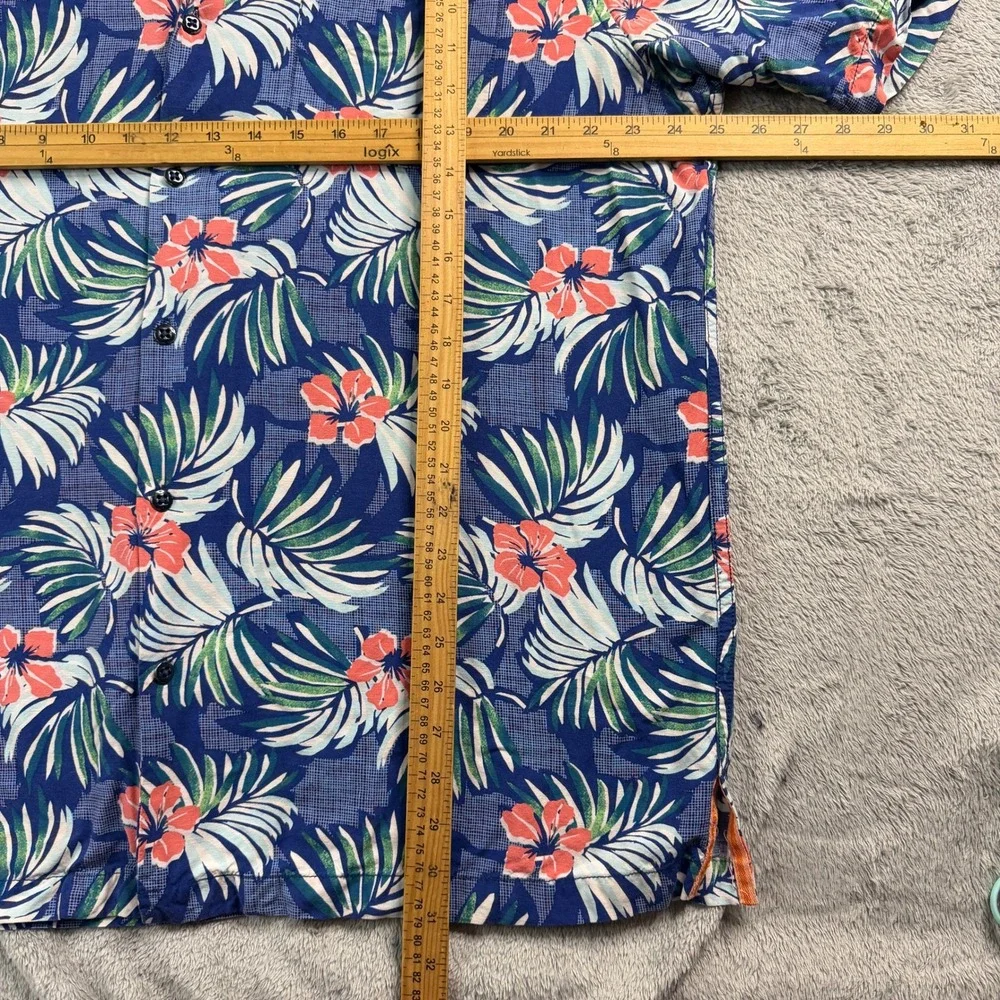 Tommy Bahama Mens XLT Blue Tropical Floral Palm Rayon Short Sleeve Camp Shirt